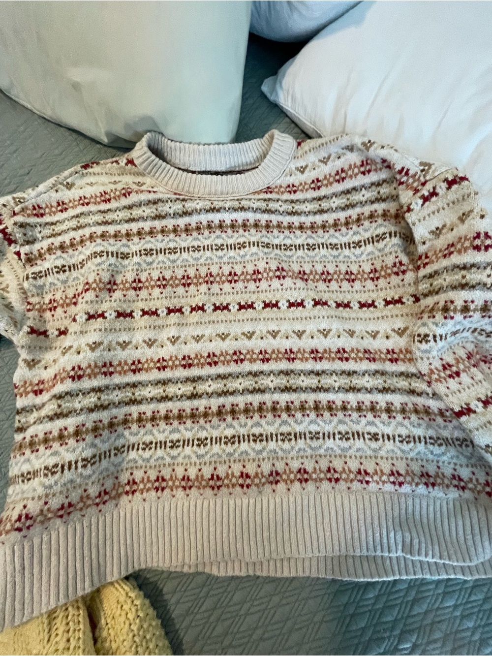 Vintage American Eagle Cream Fair Isle Crewneck Sweater